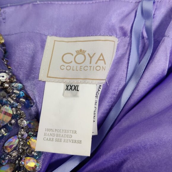 Coya Collection Women's Dress Size 8/10 Purple Handbeaded Ruched Prom Bridesmaid - Picture 3 of 9